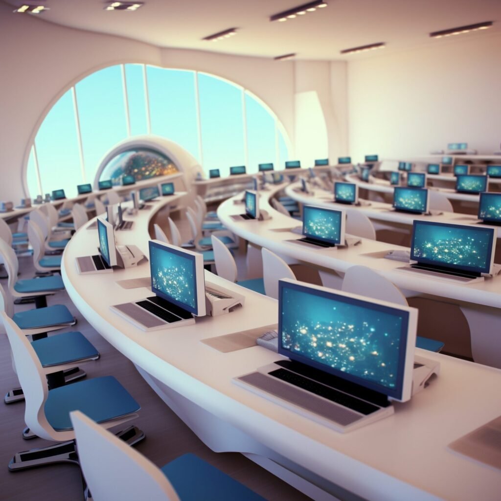 futuristic school classroom future students scaled 1