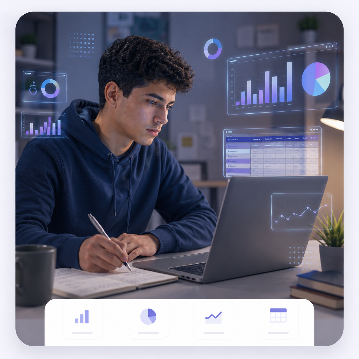 طالب يتعلم تحليل البيانات باستخدام Excel وPower BI